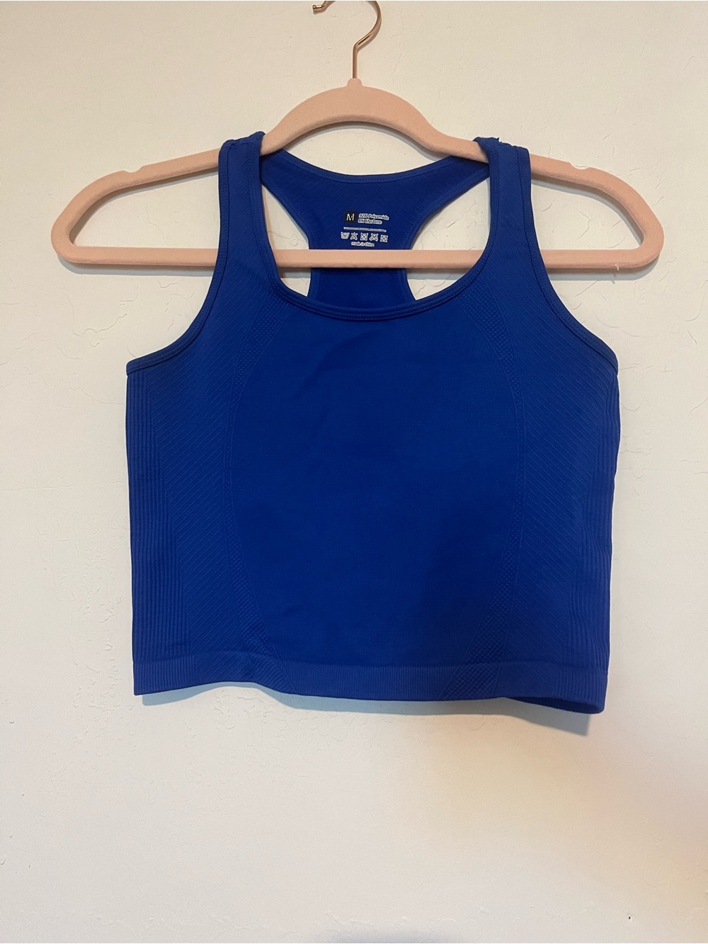 Royal Blue Ribbed Racerback Crop Tank Top - Picture 2 of 6